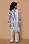 Shop_Pankhuri by Priyanka_Blue Cambric Cotton Hand Block Print Garden Kurta Set _at_Aza_Fashions