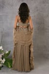 Shop_Pritika Vora_Gold Blouse Net Embroidered Sequin Square Neck Lehenga Set _at_Aza_Fashions
