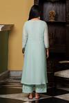 Shop_Yati_Blue Kurta  Fine Chanderi Hand Embroidered Beads Round Sequins A-line Set_at_Aza_Fashions