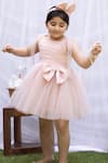 Shop_Darleen Kids Couture_Pink Net, Taffeta Sequins, Beads Amaya Embellished Bow Dress _at_Aza_Fashions
