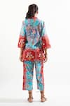 Shop_Cin Cin_Blue Cotton Beads, Patchwork Mandarin Collar Ruhaani Printed Top And Pant Set _at_Aza_Fashions