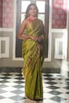 Shop_Kasturi Kundal_Green Pure Silk Nakhreeli Contrast Border Saree  _at_Aza_Fashions