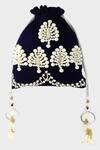 Shop_ClutcH'D_Blue Embroidered Velvet Potli Bag _at_Aza_Fashions