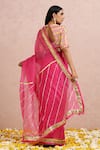 Shop_Label Nitika_Fuchsia Saree Organza Hand Embroidered Gota And With Chanderi Blouse  _at_Aza_Fashions