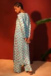 Shop_Shetab Kazmi_Blue Modal Satin Printed Floral Digital Round Kurta Palazzo Set _at_Aza_Fashions
