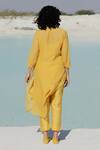 Shop_Tatwa_Yellow Handloom Cotton, Viscose, Silk Chanderi Pintuck Kurta And Pant Set_at_Aza_Fashions