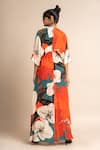 Shop_Nupur Kanoi_Orange Crepe Digital Print Floral Pattern V Hanki Botanical Dress  _at_Aza_Fashions