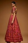 Shop Neeta Lulla Red Silk, Tulle Beads, Sequins, Zari Phoenix Stripe Pattern Bridal Lehenga Set at Aza Fashions Shop_Neeta Lulla_Red Silk, Tulle Beads, Sequins, Zari Phoenix Stripe Pattern Bridal Lehenga Set_at_Aza_Fashions