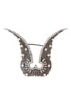 Shop_Cosa Nostraa_Black Stone Inverted Garuda Brooch _at_Aza_Fashions