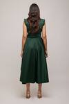 Shop_Escape By Aishwarya_Green Cotton Satin Collared Pleated Sleeve Jumpsuit _at_Aza_Fashions