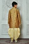 Shop_Petite Pomme_Brown Silk Embroidery Mandarin Collar Kurta And Patiala Pant Set _at_Aza_Fashions