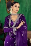 Shop_Jigar Mali_Purple Pure And Organza Lining Embroidery Zari Kurta Dhoti Pant Set _at_Aza_Fashions