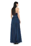 Shop_Rohit Gandhi + Rahul Khanna_Blue Tulle Scoop Neck Crater Corset Gown _at_Aza_Fashions