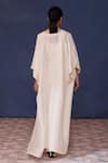Shop_Chokhi Chorri_White Silk Embroidered Neckline Floral V Neck Afro Asymmetric Top With Pant _at_Aza_Fashions
