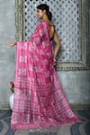 Shop_Khwaab by Sanjana Lakhani_Pink Soft Silk Geometric Motifs Saree _at_Aza_Fashions