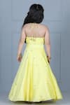 Shop_The Little Celebs_Yellow Silk, Crepe Embroidery, Sequins Blouse And Lehenga Set _at_Aza_Fashions