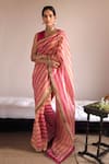 Buy_Shorshe Clothing_Gold Handloom Tissue Stripe Pattern Saree _at_Aza_Fashions