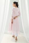 Shop_Roze_Pink Cotton, Chiffon Lace, Embroidery Scoop Neck Aria Embellished Angrakha Set _at_Aza_Fashions