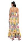 PS Pret by Payal Singhal_Yellow Crepe Printed Enchanted Halter Cutout Dress  _Online_at_Aza_Fashions