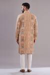 Shop_Kasbah_Peach Georgette, Cotton Sequins Pastel Embroidered Kurta Set _at_Aza_Fashions