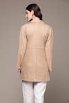 Shop_Aarke Ritu Kumar_Brown Polyester And Suede Lapel Collar Jacket _at_Aza_Fashions