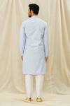 Shop_Arihant Rai Sinha_Blue Silk Art Geometric Print Kurta _at_Aza_Fashions