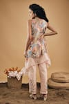 Shop_Soup by Sougat Paul_Multi Color Cotton Silk Marble Notched Mosaic Pattern Top And Pant Set_at_Aza_Fashions