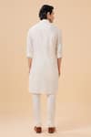 Shop_Raghavendra Rathore Blue_Off White Raw Silk Straight Pleated Kurta _at_Aza_Fashions