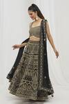 Buy_Vandana Sethi_Black Silk Pearls Square Neck Embellished Lehenga Set _at_Aza_Fashions