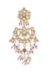 Shop_MAISARA JEWELRY_Pink Embroidery, Pearls Drop Earrings _at_Aza_Fashions