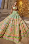 Shop_Seema Gujral_Green Net Embroidery Sequin Sweetheart Neck Neon Blouse Lehenga Set _at_Aza_Fashions