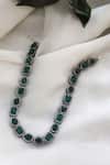 Shop_Do Taara_Green Rhinestones Cubic Zirconia Embellished Headband _at_Aza_Fashions