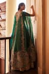 Shop_Mrunalini Rao_Green Matka Silk Embroidered Rama Meena Printed Lehenga And Cape Set  _at_Aza_Fashions