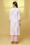 Shop_Kalakaari By Sagarika_White Cotton, Kota Doria Split V-neck Handblock Printed Kurta Set _at_Aza_Fashions