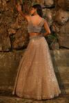 Shop_House of Exotique_Gold Net Sequins, Crystals Sweetheart Neck Embellished Lehenga Set _at_Aza_Fashions
