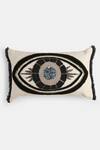 Shop_Amoliconcepts_White Cotton Embellished Evil Eye Cushion Cover_at_Aza_Fashions