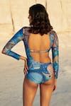 Shop_Tizzi_Blue Wonder Fabric 80% Polyamide 20% Elastane Print Long Sleeved Halo Swimsuit _at_Aza_Fashions