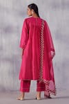 Shop_Amisha Kothari_Pink Chanderi , Organza Cut Work, Tassels, Gulnaar Yoke Kurta Set _at_Aza_Fashions