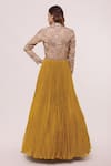 Shop_Onaya_Yellow Georgette Sequins, Cut Work, Mirrors Round Embroidered Jacket And Gown Set_at_Aza_Fashions