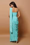 Shop_Ahi Clothing_Blue Natural Crepe Embroidery Thread Work Pre-draped Kali Saree With Bustier _at_Aza_Fashions