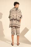 Shop_Nikita Mhaisalkar_Black Double Georgette Print Aztec Shirt With Shorts _at_Aza_Fashions
