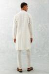 Shop_Devnaagri_Ivory Silk, Chanderi, Polyester Lace Ikat Pattern Kurta With Pant _at_Aza_Fashions