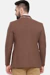 Shop_Mayank Modi - Men_Brown Cotton, Muslin Embroidery One-buttoned Blazer_at_Aza_Fashions