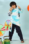 Shop_Cute Couture_Multi Color Cotton Abstract Print Kurta And Patiala Pant Set _at_Aza_Fashions