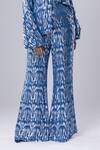 Shop_Tangerine Tiger_Blue Viscose Woven Abstract Metallic Boot Cut Pant _at_Aza_Fashions