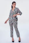 Shop_FUGA_Multi Color French Cotton Print Patola Lapel Collar Pixel Blazer And Pant Set _at_Aza_Fashions