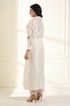 Shop_Omana By Ranjana Bothra_Ivory Chanderi, Organza Applique, Embroidery, Tassels V-neck Safina Kurta Set _at_Aza_Fashions