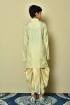Shop_Arihant Rai Sinha_Yellow Cotton, Silk Striped Pattern Kurta And Dhoti Pant Set _at_Aza_Fashions