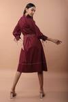 Shop_Veera Wear_Maroon Cotton Round Neck Dandies Solid Dress _at_Aza_Fashions