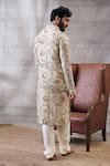 Shop_Soup By Sougat Paul_Beige Brocade, Silk Embroidery, Sequins Mehr Botanical Print Kurta Set _at_Aza_Fashions